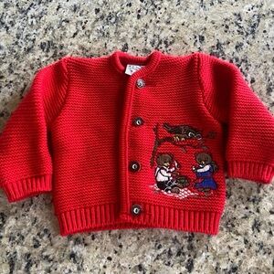 NWOT Saint Peter Trachten Red Austrian Cardigan Sweater Child Size 12M